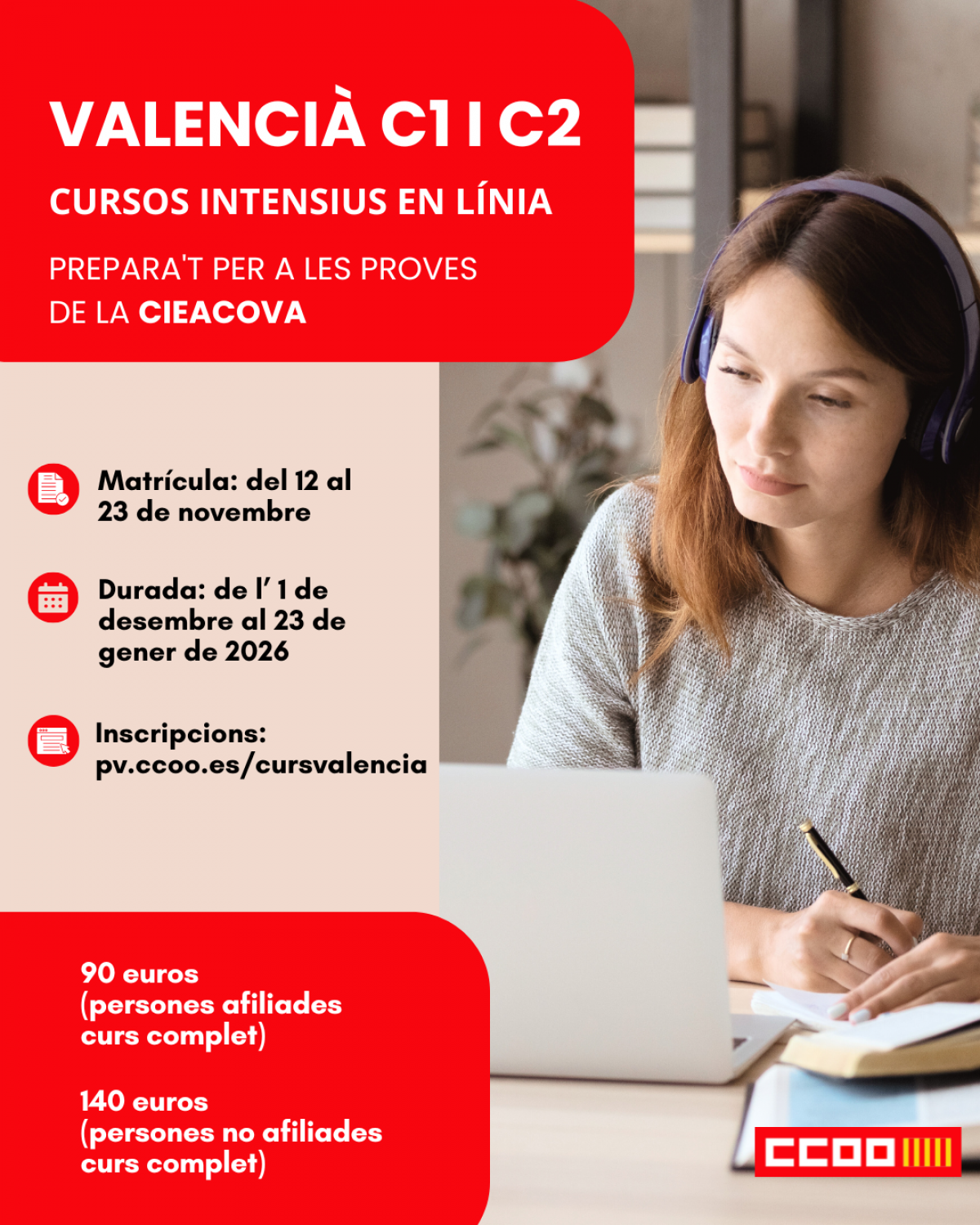 Cursos intensius en línia C1 i C2 de valencià.