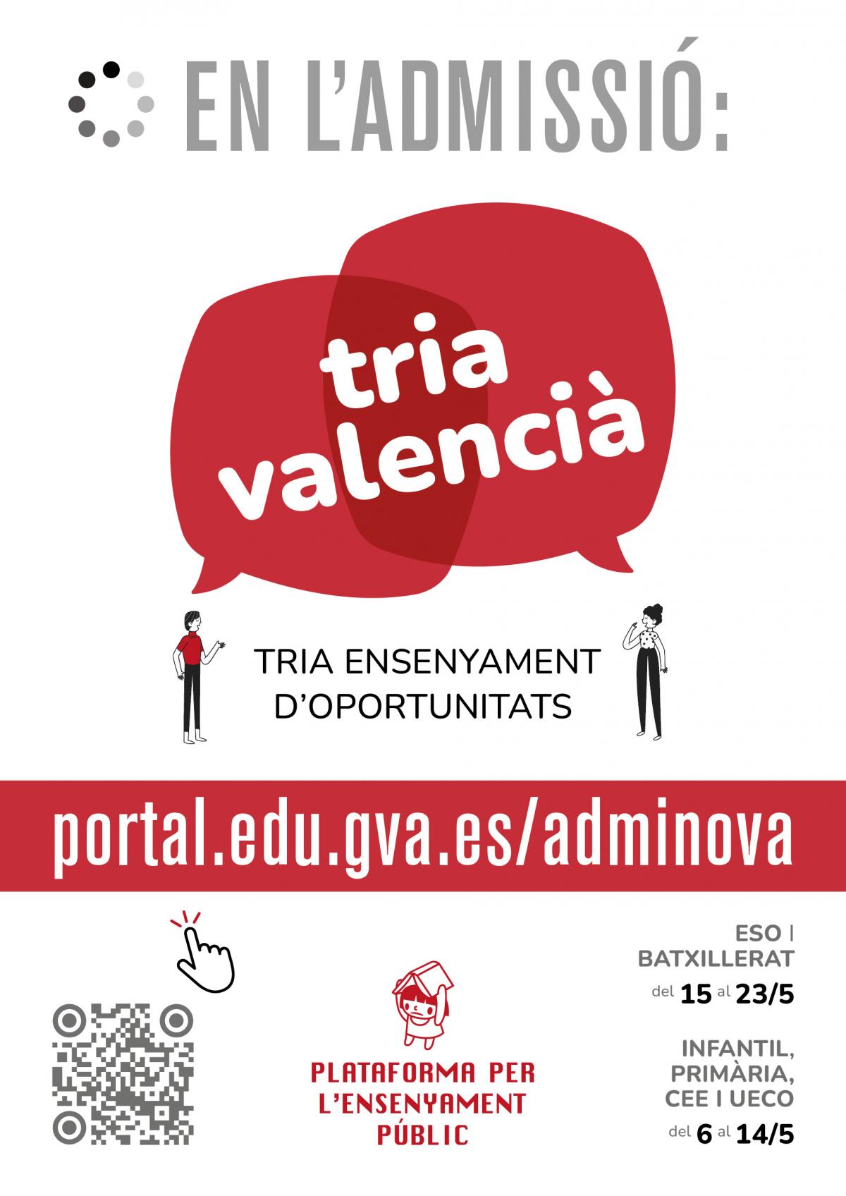 Cartell Campanya En l'admissi Tria Valenci