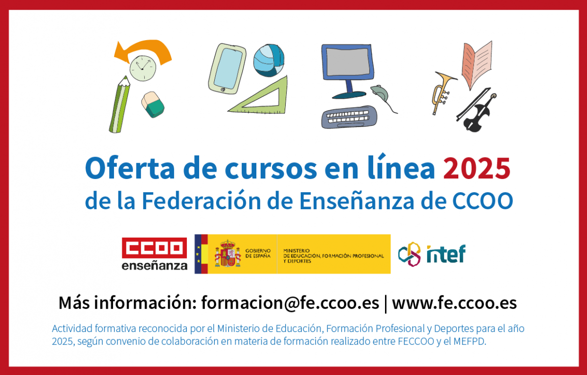 Oferta de cursos en lnea 2025 de la Federacin de Enseanza de CCOO