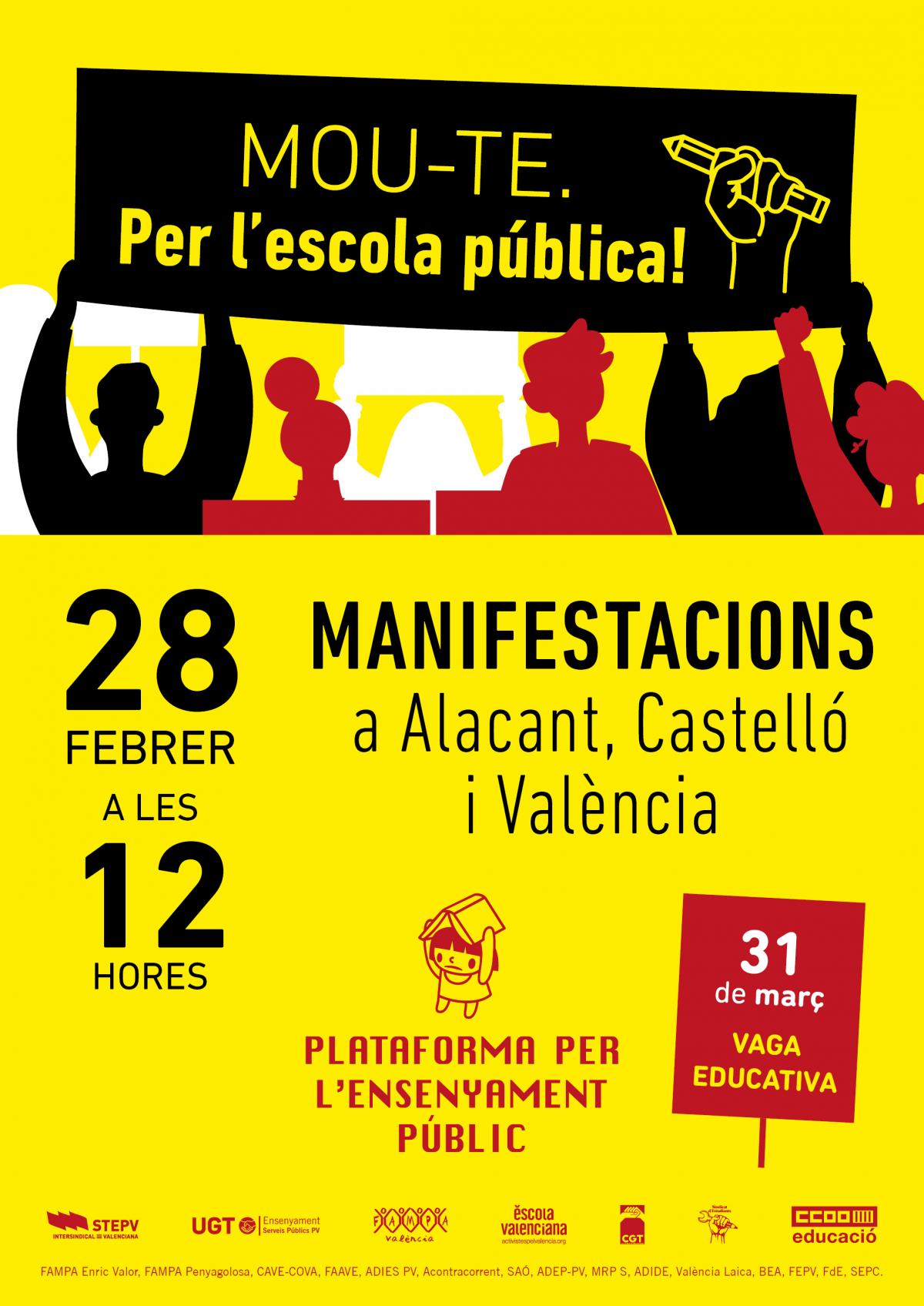 Manifestació 28 Febrer a Castelló, València i Alacant