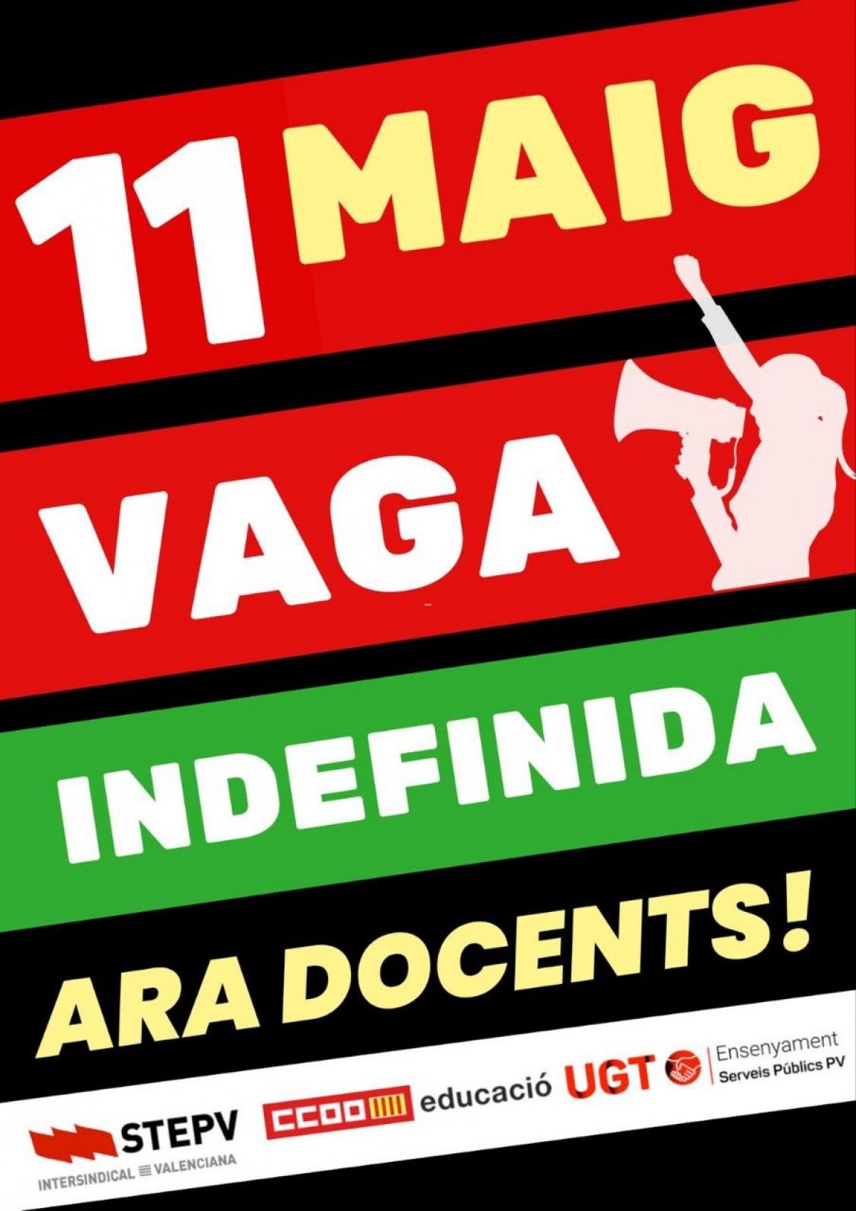 11 de maig, vaga indefinida a l'educació pública valenciana